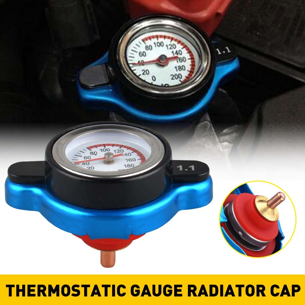 Aluminum Thermo Thermostatic Radiator Cap Cover Water Temperature Fits Gauge Car