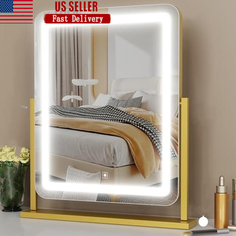 3-Color LED Lighted Makeup Mirror with 5X Magnification & Touch Control