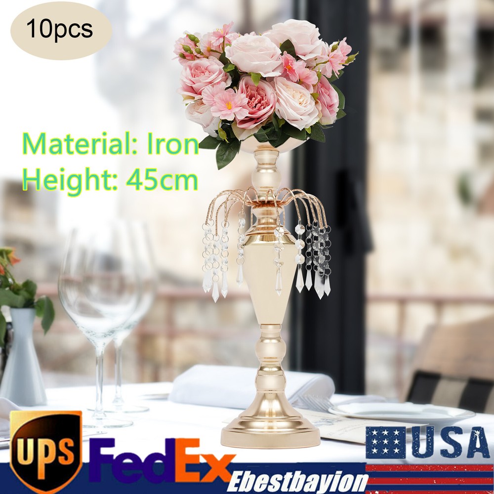 10Pcs Trumpet Flower Vase Freestand Metal Wedding Party Centerpiece Table Decor