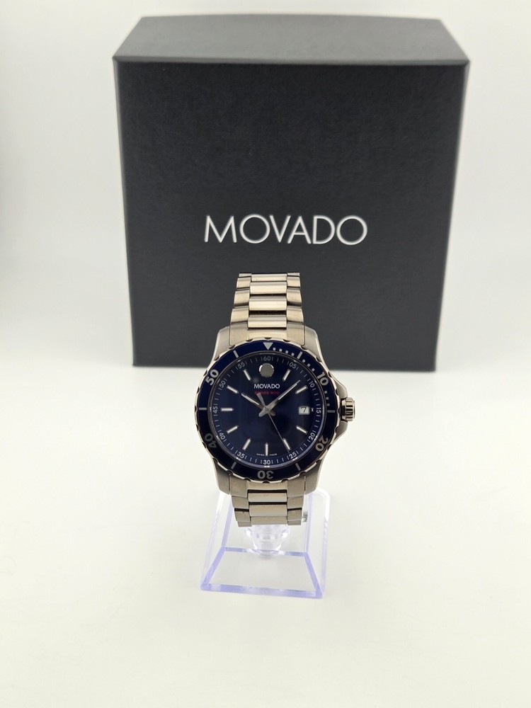 Movado Series 800 Mens Blue Dial Stainless Steel Watch 2600159 1395 MSRP