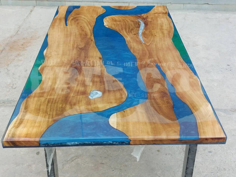 Ocean Wave Epoxy Resin Table Tops / Wooden Table / Home & Living / Coffee Table
