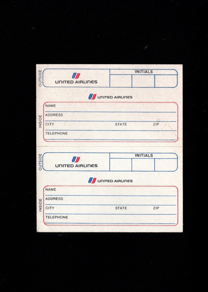 Авиакомпания сувениры United Airlines багаж этикетки около 1978