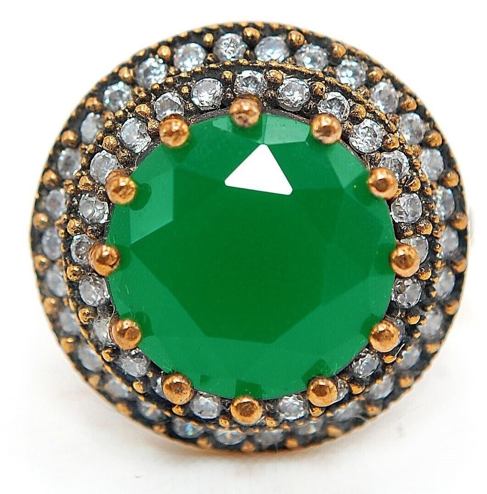 Vintage Ottoman Style 7CT Emerald 925 Sterling Silver Ring Size 9 H1-6  