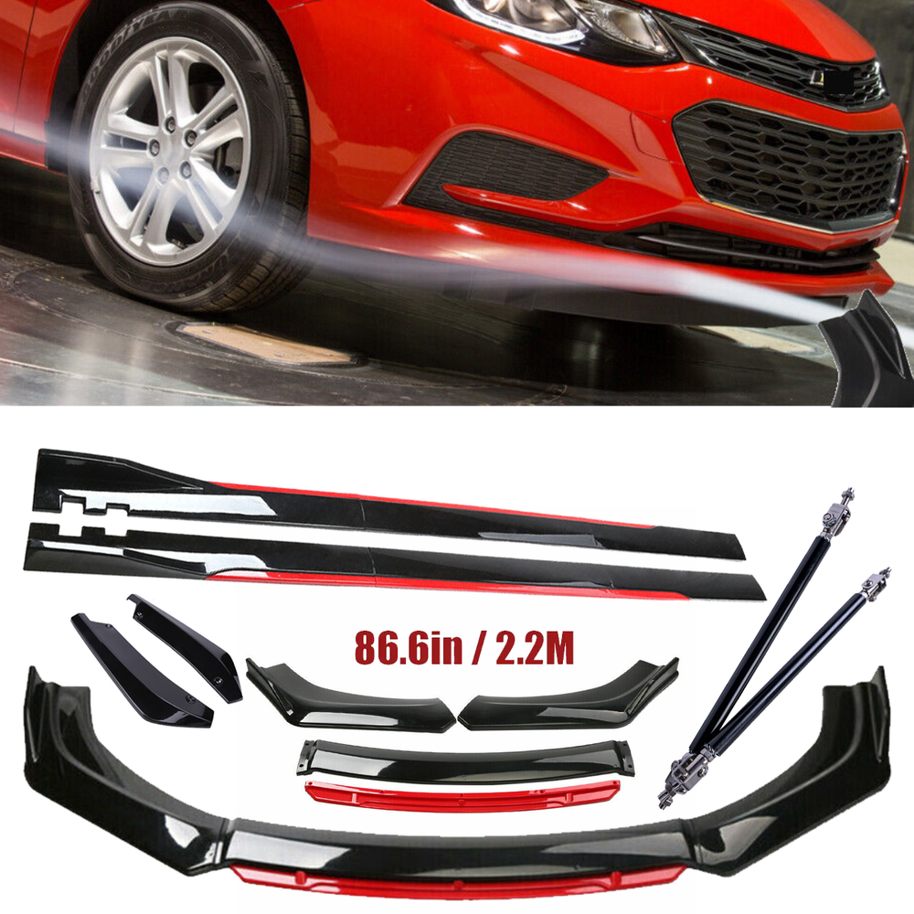 For Chevrolet Cruze Front Bumper Lip Spoiler Splitter Side Skirt Body Glossy Bla