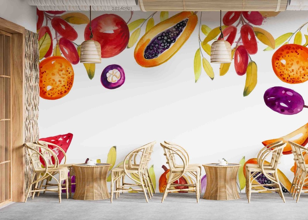 3D Fruit Watercolor Wall Murals Wallpaper Murals Wall Sticker 35
