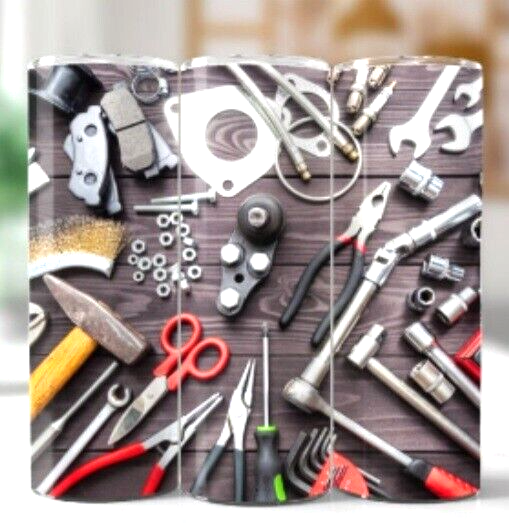 Mechanics 6 Multicolor 20 oz Insulated Tumbler With Box Lid Clear Straw New