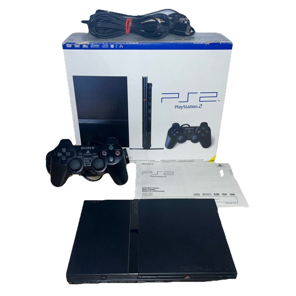 Sony PS2 Slim SCPH-75001 Console with Box Manual Controller Parts Tested Working