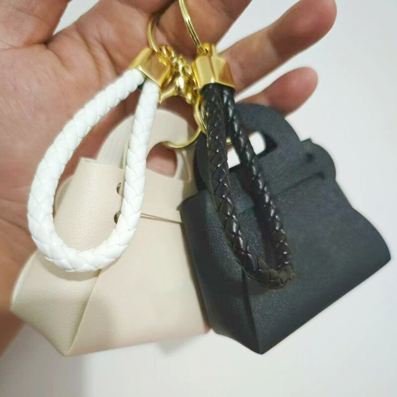 PU Leather Keychain Key Ring Car Charm Bag Holder Ear Headset Earbuds Earphone