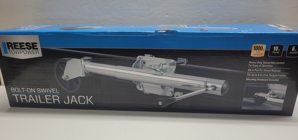 REESE Towpower 74410 Bolt On Trailer Jack, Heavy-Duty Swivel Mount, 6-Inch Wheel