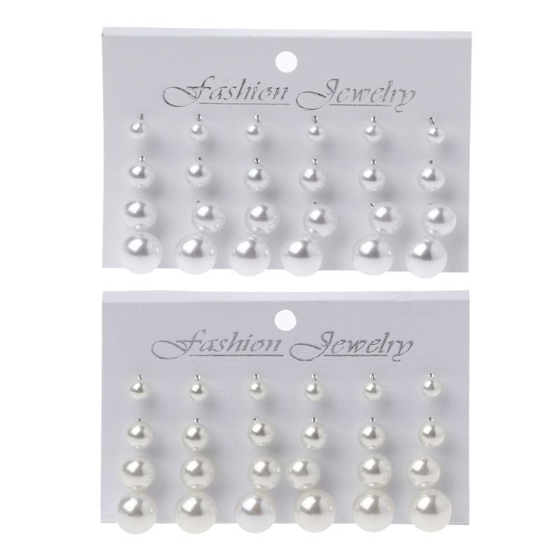 Exquisite Earrings 12 Pairs Simulated Pearl Stud Earrings Trinket for Men Women