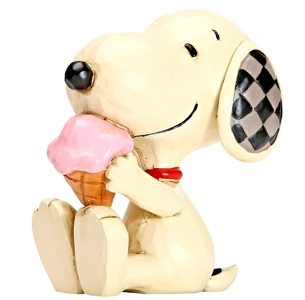 * New JIM SHORE PEANUTS Snoopy Dog Figurine STRAWBERRY ICE CREAM Waffle Cone