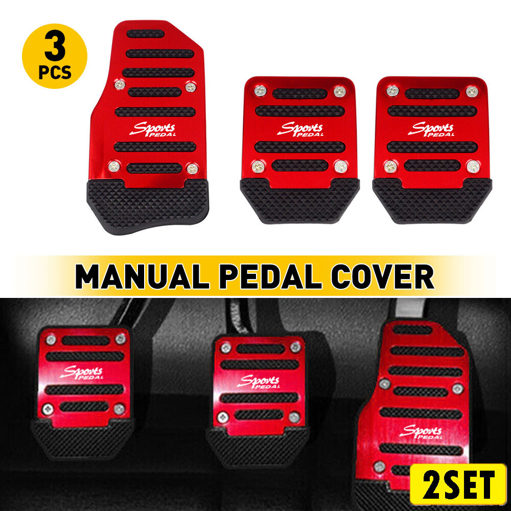 6x Universal Red Non-Slip Automatic Gas Brake Foot Pedal Pad Cover Accessories