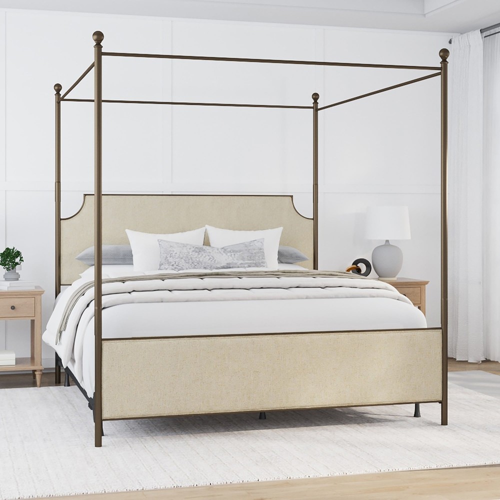 McArthur Metal and Upholstered Canopy Bed