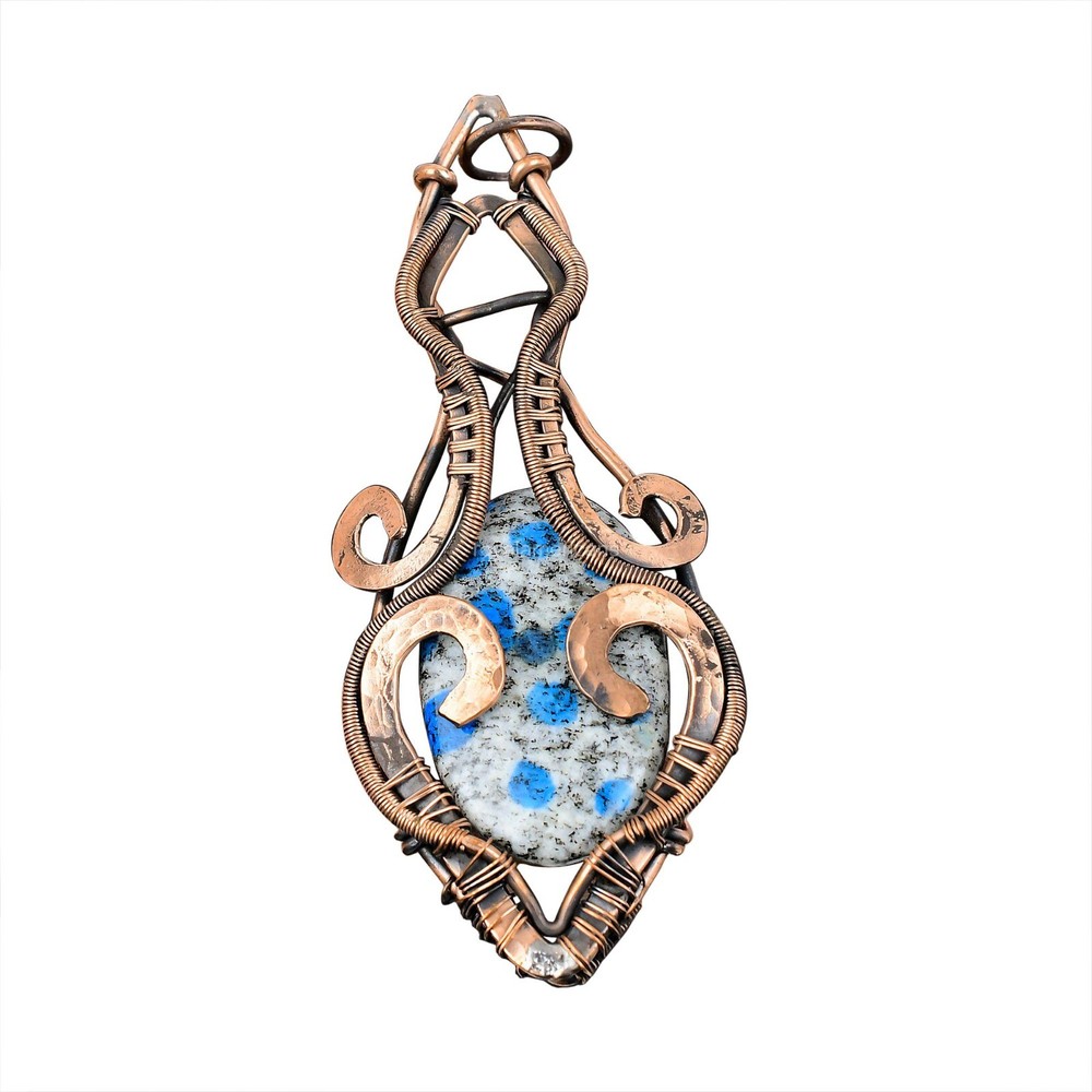 Mothers day Deal Copper K2 Jasper Gemstone Christmas Wire Wrap Pendant Jewelry