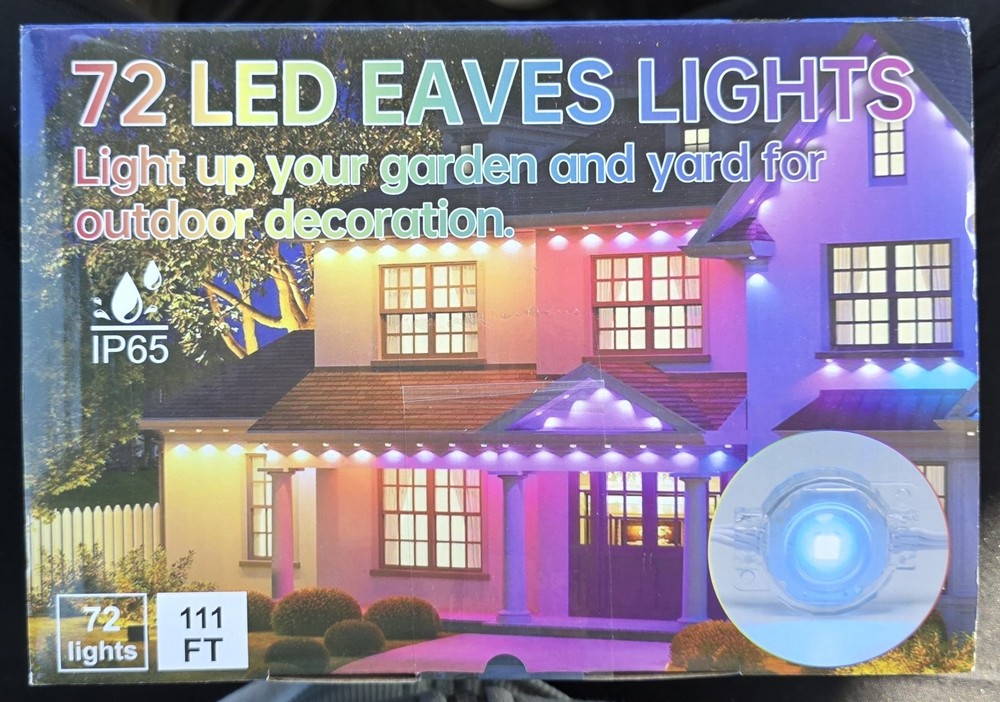 72 LED Eaves Lights, 111ft & Waterproof w/App To Change Coloring