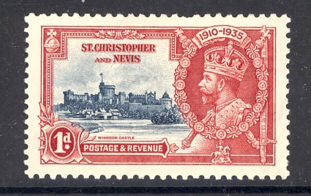 ST KITTS  -NEVIS STAMPS ISSUED DURING REIGN OF KING GEORGE VI  IN PLASTIC MOUNTS