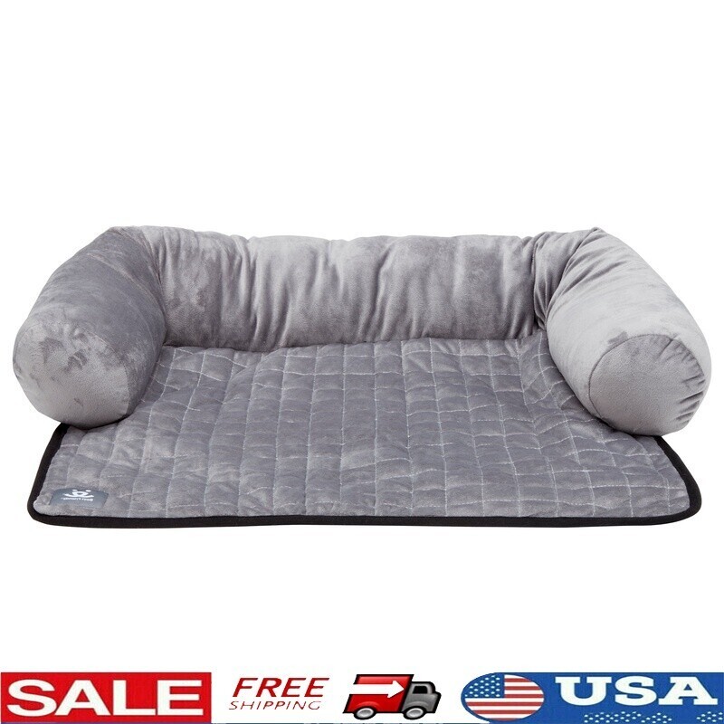 2-in-1 Waterproof Grey Dog Bed Cover with Bolster for Furniture Protection