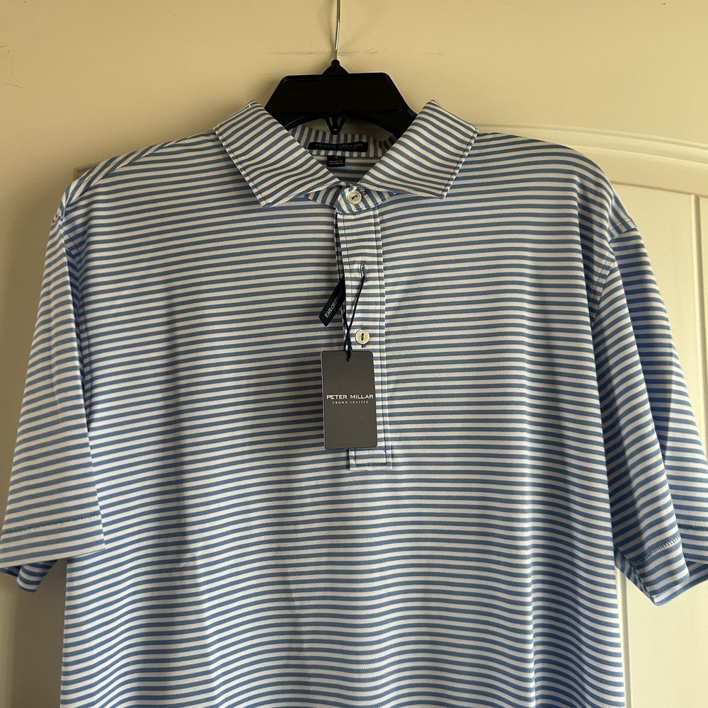 Peter Millar Crown Crafted Men’s Short Sleeve Striped Polo Size Large $115