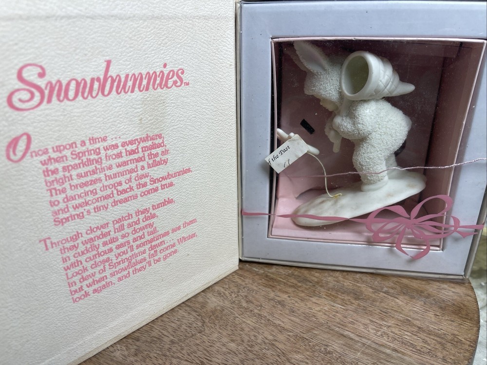 Snowbabies Snowbunnies Chasing Butterfly Figurine Watch Out I'll Catch You