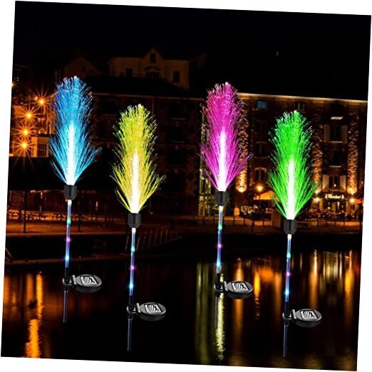 Solar Garden Lights,New Upgraded Solar Reed Stake Light,7 Color 4 Pack