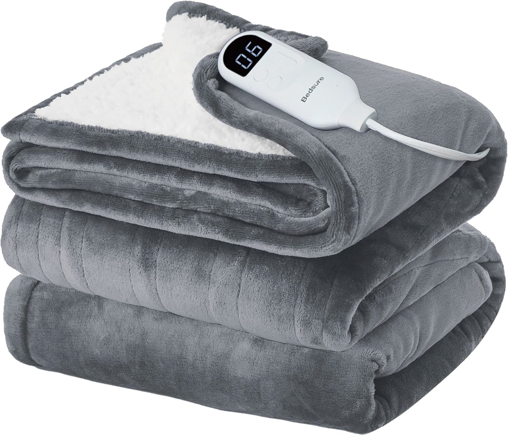 Full Size Electric Heated Flannel Blanket with 10 Timer and 6 Heat Settings