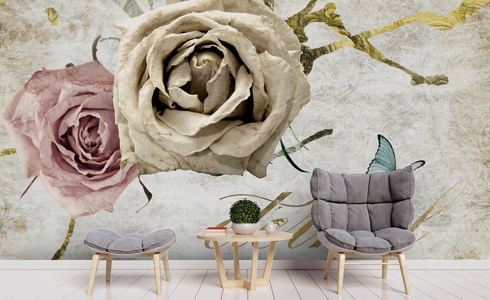 3D Flower Butterfly Illustration Wall Murals Wallpaper Murals Wall Sticker 2