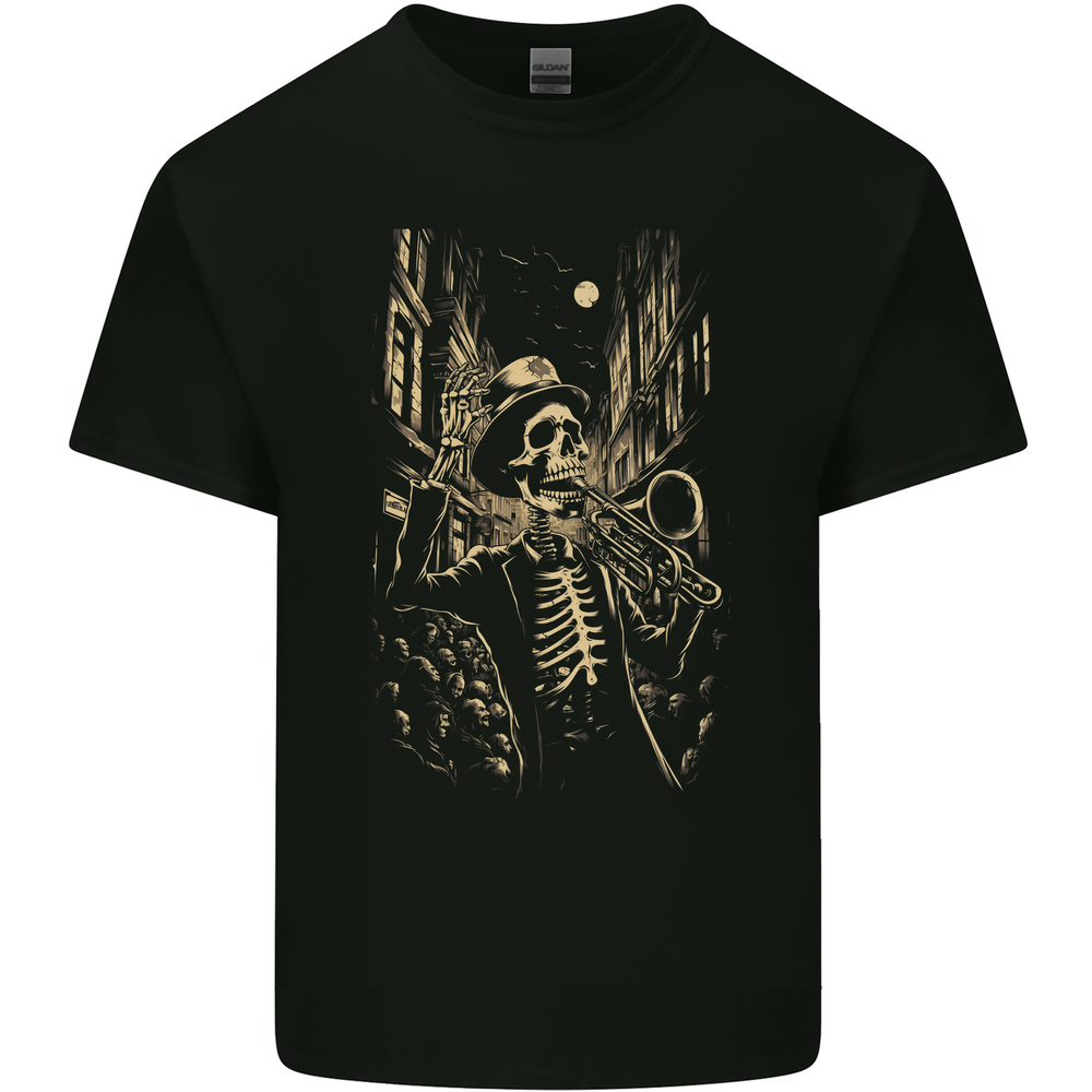 Day of the Dead Skeleton Trumpet DOTD Skull Mens Cotton T-Shirt Tee Top