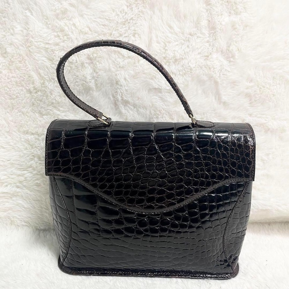 Dior Crocodile Embossed Brown Large Capacity Multifunctional Handbag
