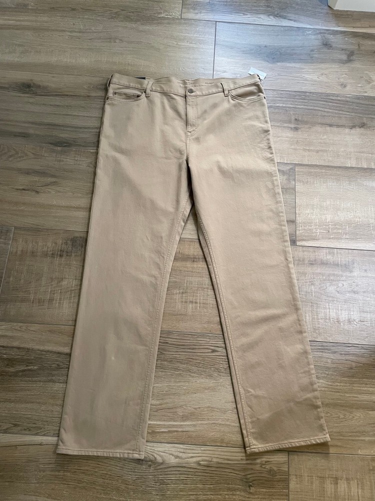 Banana Republic Traveller Pants Mens 44x34 Tan Khaki Slim Fit Jean Stretch Pants