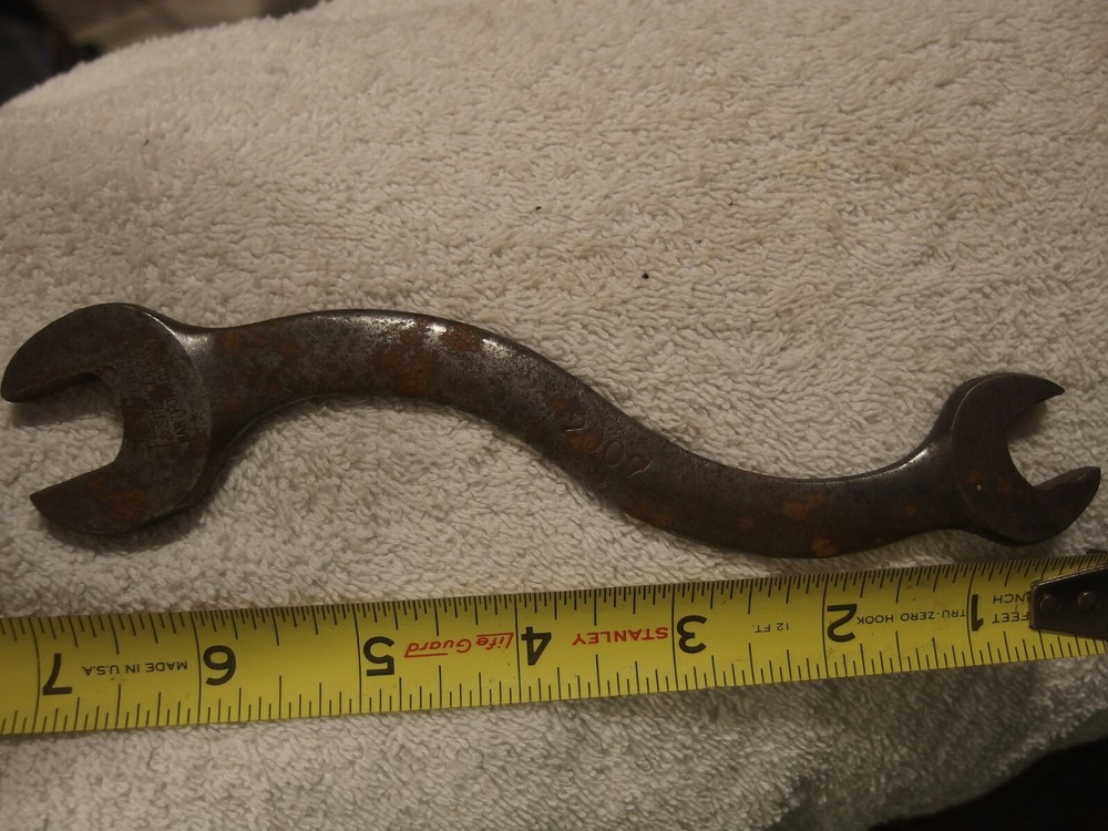 # 2007 Antique  Billings S Curved Wrench, USA tool,3/8 OC,1/4 U.S.S,rare VTG