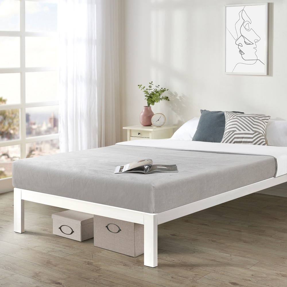 Titan C Heavy Duty Steel Platform Bed By Crown Comfort White Queen