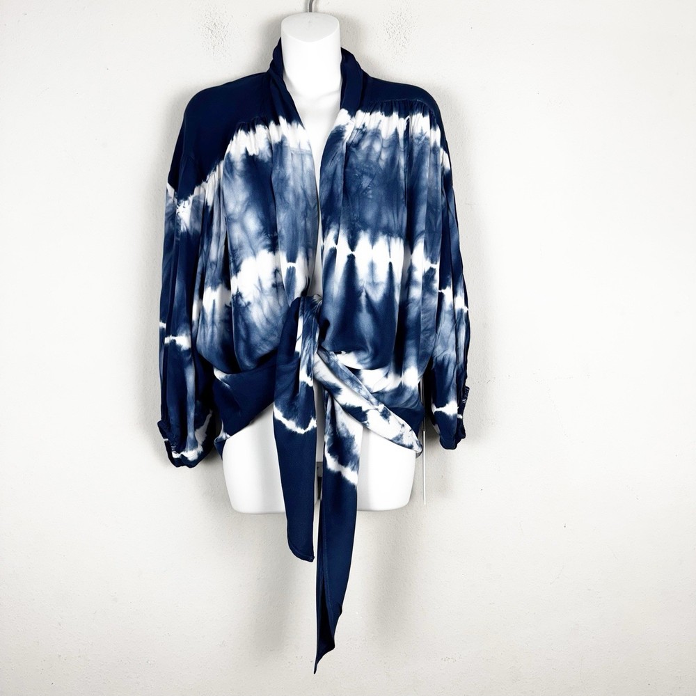 Young Fabulous & Broke Women's Tie Dye Wrap Top/Kimono Size XS Navy Blue Boho