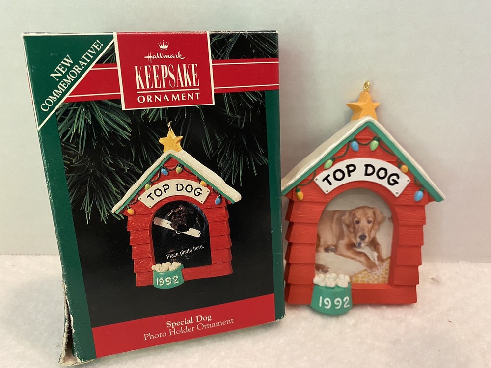 1992 Hallmark Keepsake Top Dog Christmas Ornament Photo Holder for Pets