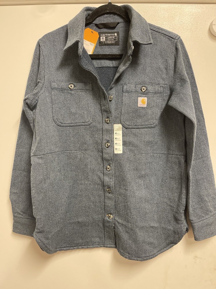 Women's Carhartt Twill Loose Fit Button Front OVERSIZED Long Sleeve Overshirt