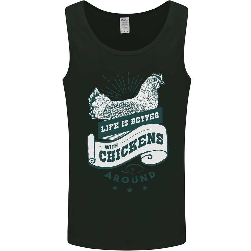 Life is Better With Chickens Around Farming Mens Vest Tank Top