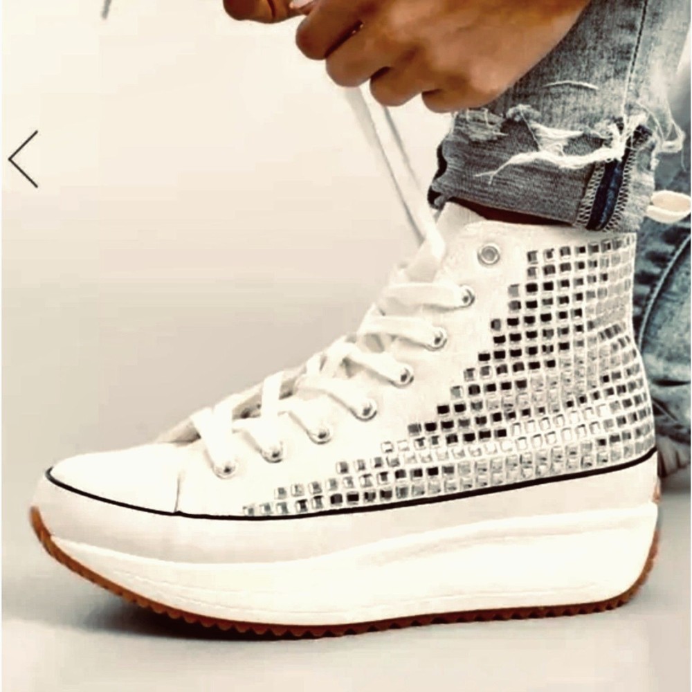 BKS shoes chunky platform sneakers rhinestone margot designer bling women's 7new