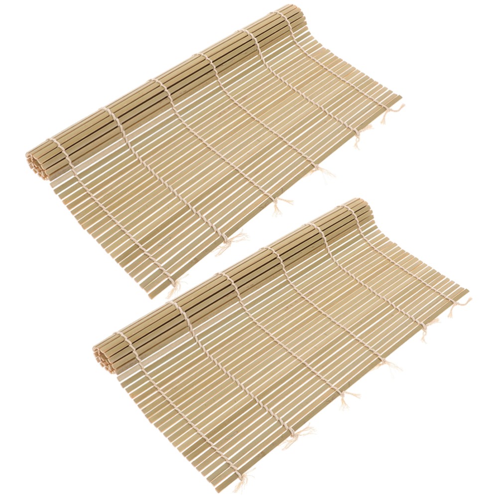 2-Piece Bamboo Sushi Mold Mat Roller Set with Non-Slip Design