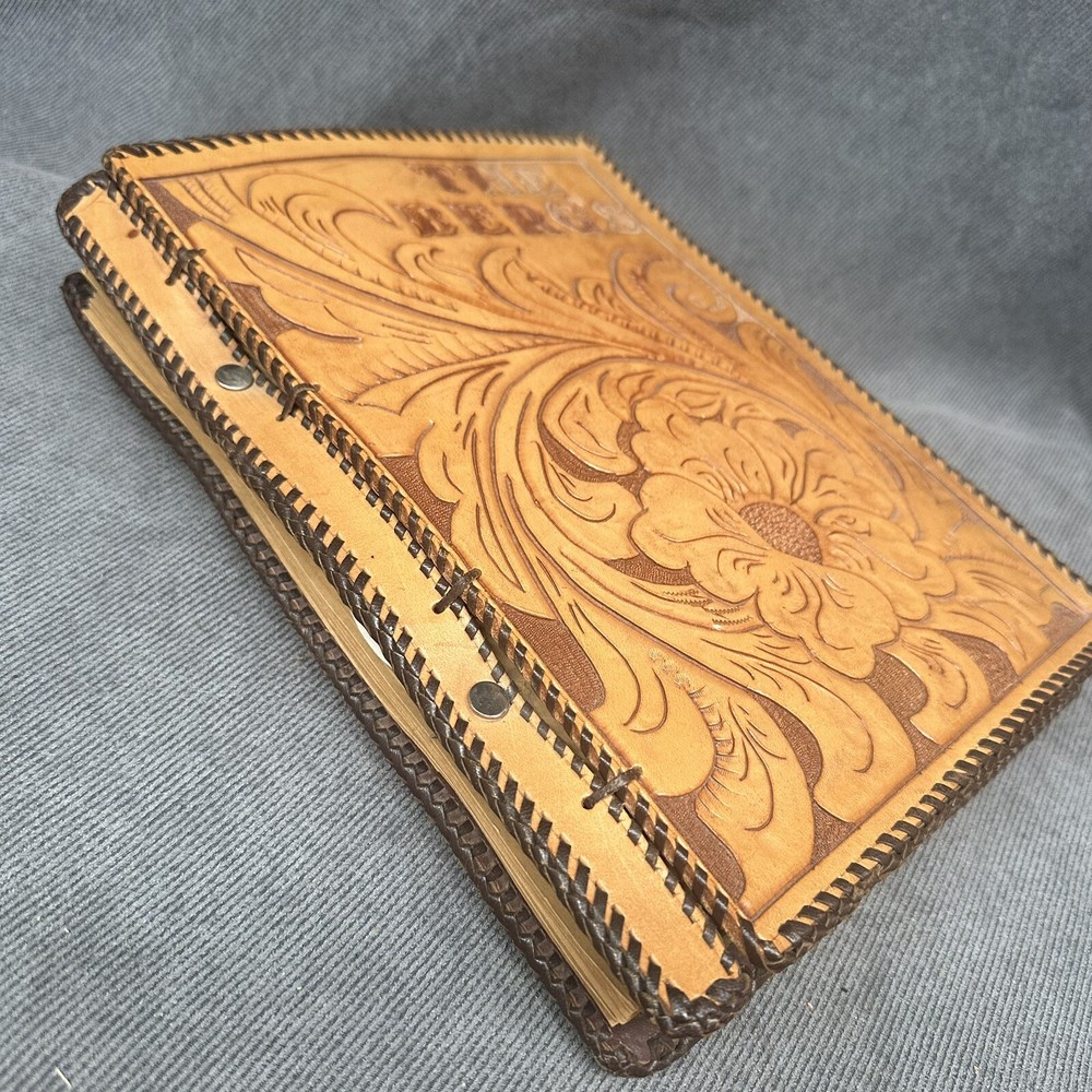 Vintage Tooled Leather Scrapbook with Ephemera Euphemia Junk Journal