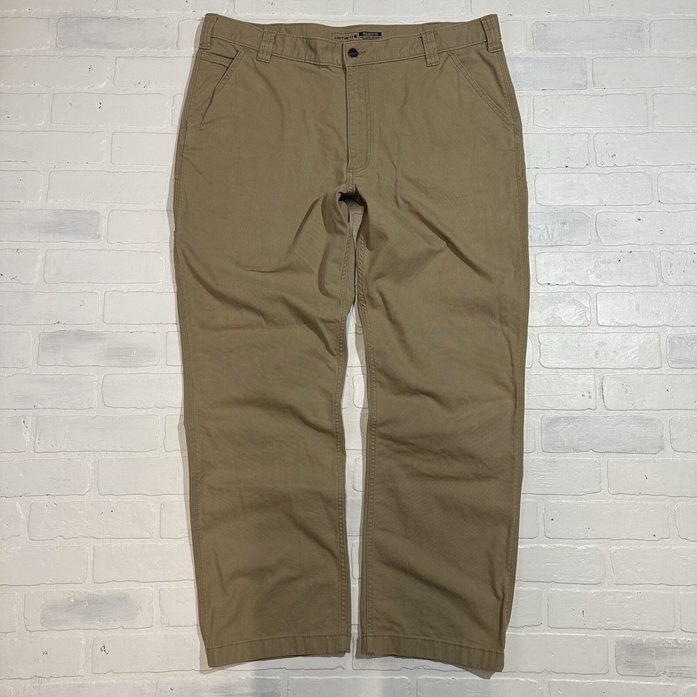Carhartt Mens 40x32 Rugged Flex Relaxed Fit CANVAS 5-POCKET WORK PANT - Khaki