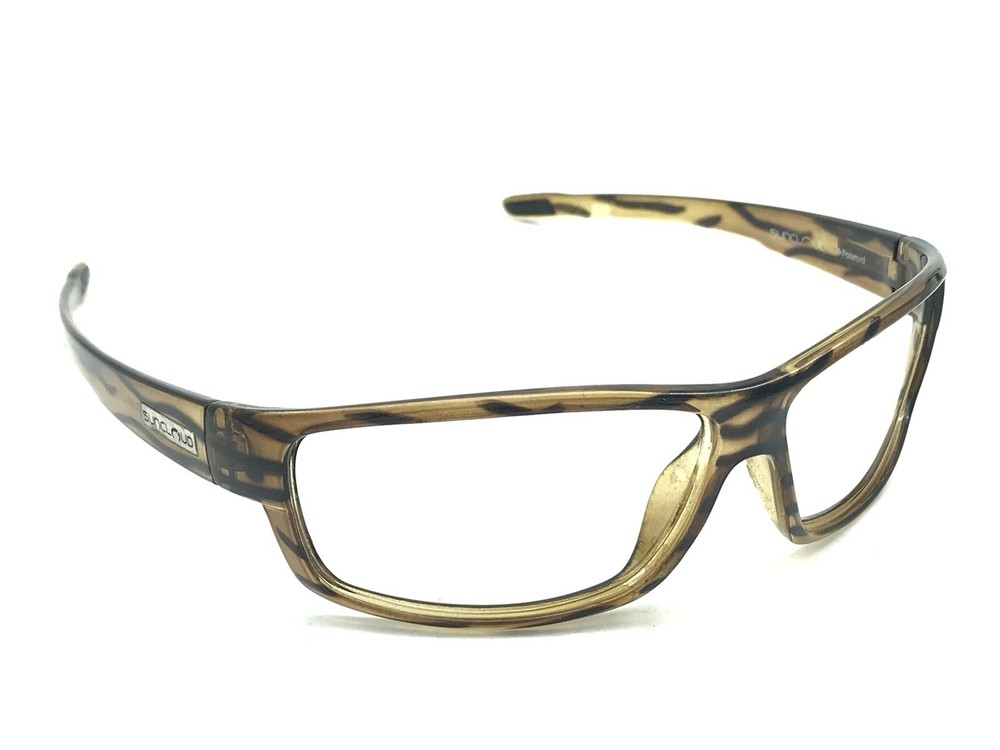 SUNCLOUD Clear Brown Striped Rectangular Polaroid Wrap Sunglass Frames-image