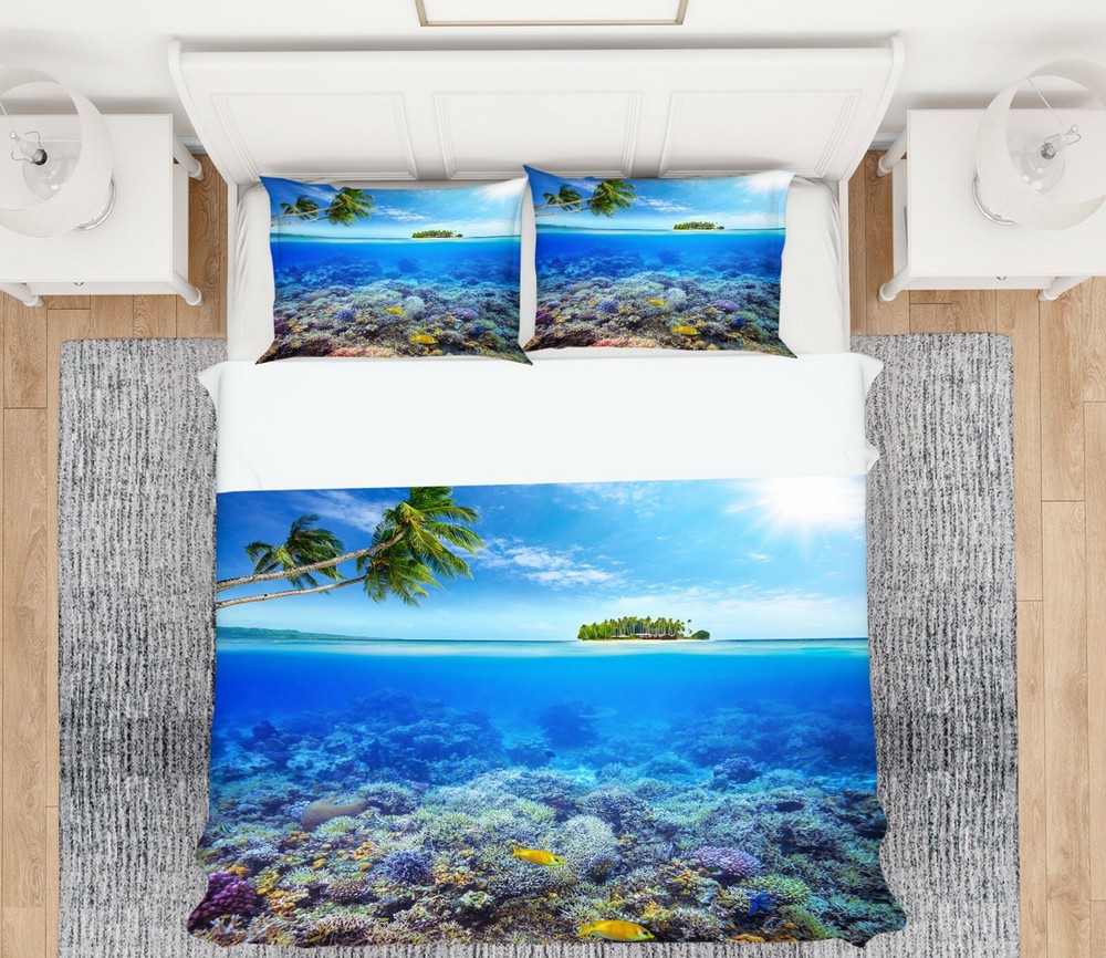3D Ocean Island ZHUA412 Bed Pillowcases Quilt Duvet Cover Set Queen King Amy