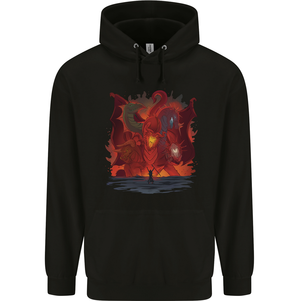 Three Headed Dragon Fantasy Mens 80% Cotton Hoodie