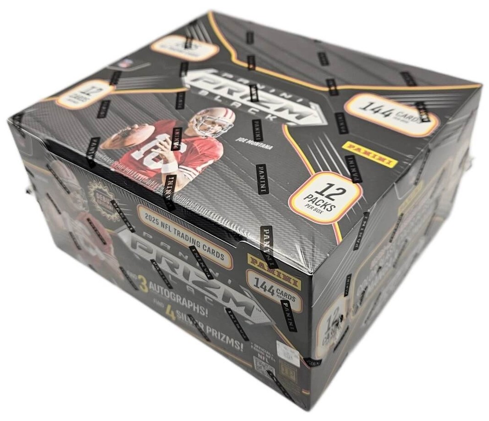 2025 Panini Prizm BLACK Football Factory Sealed Hobby Box 12 Packs 3 Autographs