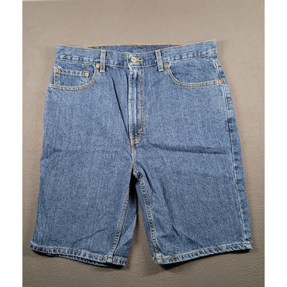 Levi 505 Shorts Men's 36 Blue High Rise Medium Wash Straight Fit ACTUAL 34