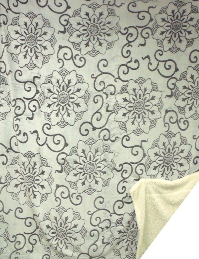 FLORAL ART DESIGN SOFT SHERPA BED BLANKET QUEEN SIZE 79 IN x 95 IN FREE SHIPPING