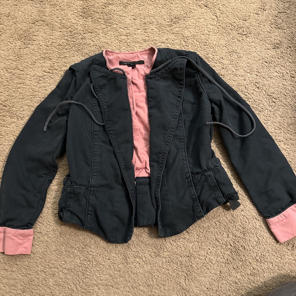 Marc Jacob’s Women’s Coat Open Front Blue With Pink Size 12 Jacket