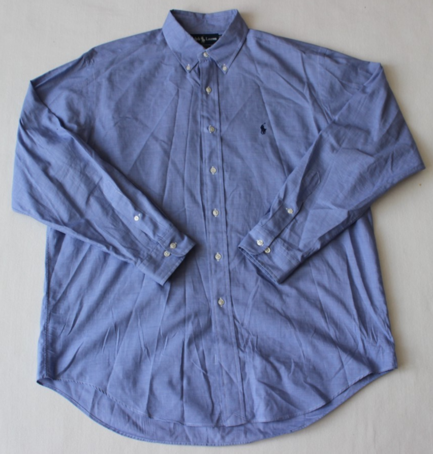 VTG Ralph Lauren Yarmouth Men's Button Up Dress Shirt Size 16.5-34/35 Blue