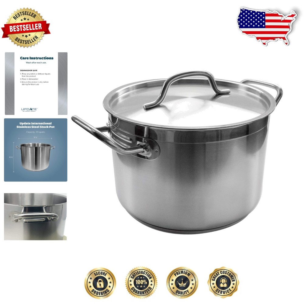 20-Quart Stainless Steel Induction Stock Pot - Professional Cookware