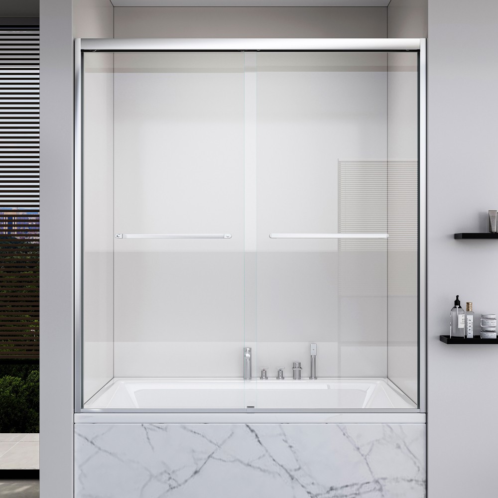 Double Sliding Soft Close Shower Doors W 6mm Tempered Glass