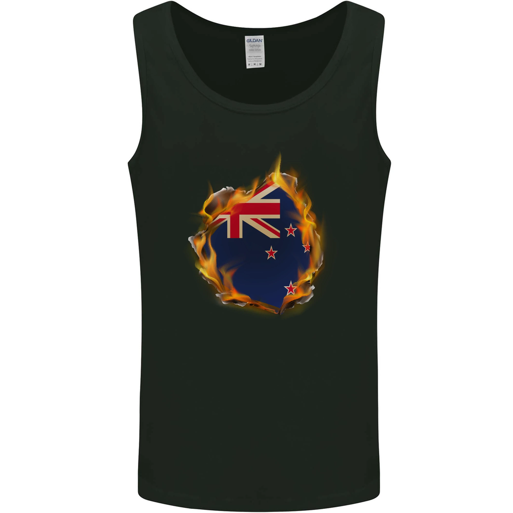 The Flag of New Zealand Fire Effect Kiwi Mens Vest Tank Top